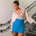 button solid color irregular high waist slim skirt NSSQS131926