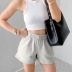 high waist loose casual straight solid color shorts NSSQS131929