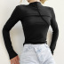 stitching long sleeve slim solid color T-shirt NSSQS131930