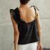 asymmetric ruffles sleeveless v neck slim backless solid color vest NSSQS131931