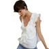 asymmetric ruffles sleeveless v neck slim backless solid color vest NSSQS131931