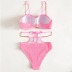 Conjunto de dos piezas de bikini de color liso con cintura alta y espalda descubierta con cadena NSOLY131943