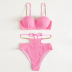 Conjunto de dos piezas de bikini de color liso con cintura alta y espalda descubierta con cadena NSOLY131943