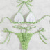conjunto de dos piezas de bikini de color liso con cordones en el pecho y cuello colgante NSOLY131944