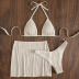 hanging neck backless high waist solid color bikini three-piece set NSOLY131946