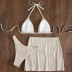 conjunto de tres piezas de bikini de color sólido de cintura alta sin espalda con cuello colgante NSOLY131946