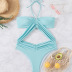 hanging neck backless hollow wrap chest solid color one-piece swimsuit NSOLY131947