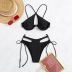 cross sling wrap chest hollow solid color bikini two-piece set NSOLY131953