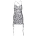 printing backless cross sling low-cut slim drawstring dress NSHTL131955
