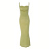 backless slim suspender low-cut long solid color dress NSHTL131963