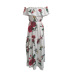 one-word shoulder ruffle large swing slim flower print dress NSONF131978