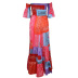 Print Tube Top Waist short sleeve slim backless large swing Dress NSONF131980