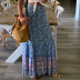 breasted floral slit high waist long skirt NSONF131982