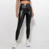 high elasticity high waist tight solid color PU leather pants NSNS131988