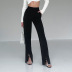 pantalones ajustados de color liso con cintura alta y abertura NSSQS132001