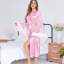 furry long sleeve lace-up loose solid color ice silk perspective nightdress NSSQS132007