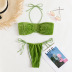 conjunto de dos piezas de bikini de color sólido con cordones en el pecho sin espalda con cabestrillo NSOLY132029