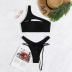 single-shoulder hollow high waist lace-up solid color Tankini two-piece set NSOLY132032