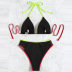 Conjunto de dos piezas de bikini a juego con el color del pecho cruzado sin espalda y cuello colgante NSOLY132033