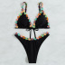 Conjunto de dos piezas de bikini de color sólido con cintura alta y espalda descubierta con costuras de mariposa NSOLY132034