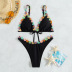 Conjunto de dos piezas de bikini de color sólido con cintura alta y espalda descubierta con costuras de mariposa NSOLY132034