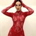 long sleeve tight round neck solid color see-through jumpsuit NSFLY132049
