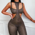 sling backless low-cut vest and hollow round neck tight jumpsuit set NSFLY132057