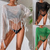 loose fringed hollow long sleeve solid color beach outdoor cover-up NSCYG132100