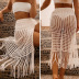 falda de perspectiva de color sólido con cordones y flecos con abertura hueca NSCYG132101