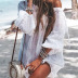 long-sleeved one-word shoulder loose solid color beach outdoor cover-up NSCYG132103