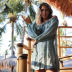 long-sleeved one-word shoulder loose solid color beach outdoor cover-up NSCYG132103