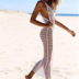 hand crochet sling hollow v neck backless solid color beach outdoor cover-ups NSCYG132104
