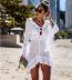 hollow bell-sleeved loose lace-up solid color knitted beach outdoor cover-up NSCYG132106