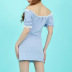 one-word collar short sleeve slit slim lace-up solid color lace dress NSSFN132129