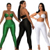 sling backless wrap chest high waist tight solid color vest and trousers two-piece  NSFFE132143