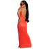 Print low-cut backless slim sling long Dress NSFFE132148