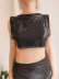 metal sequins sleeveless backless slim solid color vest and skirt set NSXYA132160
