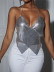 Slim low-cut hanging neck sequin backless Solid Color Vest NSXYA132161