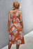 V-neck slit sleeveless slim lace-up flower and leopard print dress NSLNZ132166