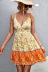 Backless V-Neck Sling slim Flower print Dress NSLNZ132168
