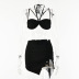 wrap chest hanging neck suspender slit slim solid color vest and skirt suit NSFD132178