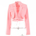 lace-up long sleeve slim short solid color blazer NSFD132180