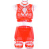 sleeveless hollow high waist solid color mesh cunderwear five-piece set NSWY132213