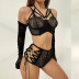 sling hanging neck hollow lace-up solid color lace underwear suit without sleeve covers NSWY132218