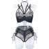 sling hanging neck hollow lace-up solid color lace underwear suit without sleeve covers NSWY132218