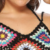 long tassel stitching backless color matchign swimwear top NSOY132226