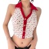 button Floral Lapel backless v neck slim Vest NSSSN132237