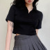 lapel short-sleeved slim short solid color T-shirt NSSSN132247