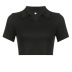 lapel short-sleeved slim short solid color T-shirt NSSSN132247