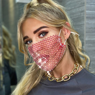 Reticulated Rhinestone Earhook Detachable Solid Color Mouth Mask  NSYML132266